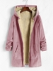Corduroy Fleece Lined Pockets Hooded Coat Xl Light pink