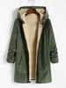 Corduroy Fleece Lined Pockets Hooded Coat Xxl Green