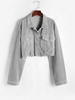Corduroy Frayed Pocket Drop Shoulder Crop Jacket Xs Light gray