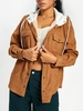 Corduroy Hooded Fleece Lining Jacket S Brown