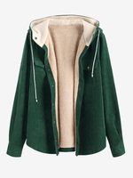 Corduroy Hooded Fleece Lining Jacket Xl Deep green