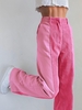 Corduroy Insert Pocket Colorblock Wide Leg Pants S Light pink