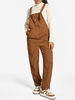 Corduroy Knot Buttons Straight Pinafore Jumpsuit M Coffee
