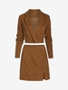 Corduroy Lapel Crop Blazer and Mini Slit Skirt Set M Coffee