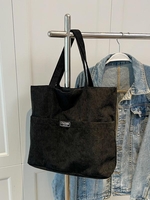 Corduroy Letter Open Tote Bag