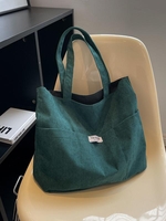 Corduroy Letter Open Tote Bag