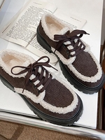 Corduroy Lug Sole Thick Bottom Frayed Loafers