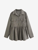 Corduroy Pocket Drop Shoulder Shacket M Gray