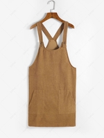 Corduroy Pocket Mini Pinafore Dress S Coffee