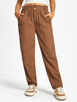 Corduroy Pocket Ruffled Straight Pants S Coffee