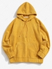 Corduroy Solid Front Pocket Hoodie S Yellow