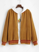 Corduroy Stripes Print Zip Bomber Jacket S Deep yellow