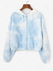 Corduroy Tie Dye Hooded Drop Shoulder Jacket S Light blue