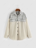 Corduroy Tweed Drop Shoulder Shirt S Light coffee