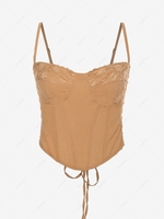 Corset Boning Bustier Swiss Dot Cami Top L Light coffee