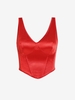 Corset-style Boning Bustier Silky Tank Top M Red