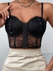 Corset-style Bustier Lace Cami Top S Black