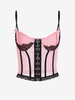 Corset-style Bustier Lace Trim Sheer Mesh Cami Top S Light pink