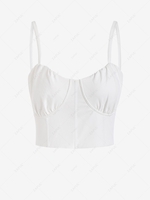 Corset Style Cupped Boned Detail Cami Top M White