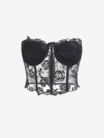 Corset-style Lace Bustier Tube Top L Black