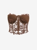 Corset-style Lace Bustier Tube Top L Coffee