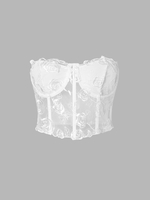 Corset-style Lace Bustier Tube Top L White