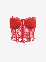 Corset-style Lace Bustier Tube Top M Red