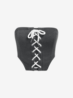 Corset-style Lace Up Tube Top L Gray