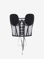 Corset-style Lace Up Underwire Bustier Tube Top S Black