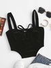 Corset Style Tied Velvet Crop Tank Top M Black