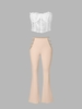Corset-style Tube Top and Cutout Waist Boot Cut Pants Set White