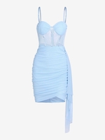 Corset-style Tulip Ruched Wedding Guest Dress S Light blue