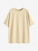 Cotton Drop Shoulder Loose T Shirt L Light coffee