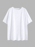 Cotton Drop Shoulder Loose T Shirt Xl White