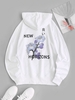 Cotton Flower Graphic Kangaroo Pocket Hoodie 2xl White