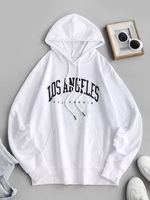 Cotton LOS ANGELES Graphic Pocket Hoodie M White