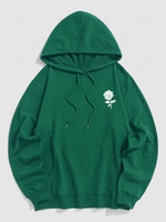 Cotton Rose Print Hoodie 2xl Deep green