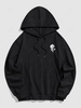 Cotton Rose Print Hoodie L Black