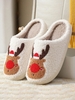 Couple Christmas Cartoon Elk Pattern Fluffy Warm Bedroom Slippers