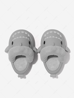 Couple Detachable Fleece Lined Waterproof Shark Design Winter Slippers