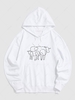 Cow Line Print Hoodie 2xl White