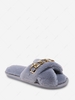 Criss-Cross Chain Indoor Furry Slippers