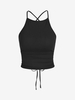 Criss Cross Lace Up Open Back Tank Top L Black