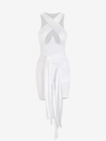 Criss Cross Monowire Cut Out Bodycon Dress S White