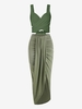 Criss Cross Multiway Cropped Tank Top and Draped Ruched Maxi Skirt Set Light green