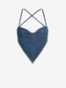 Criss Cross Open Back Bustier Denim Tank Top Blue