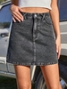Criss Cross Pocket Mini Denim Skirt S Black