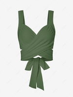 Criss Cross Tie Back Multiway Cropped Tank Top S Green