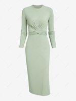 Criss Cross Tie Back Slit Midi Dress S Light green