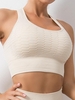 Crisscross Back Solid Color Honeycomb Textured Sports Bra S White
